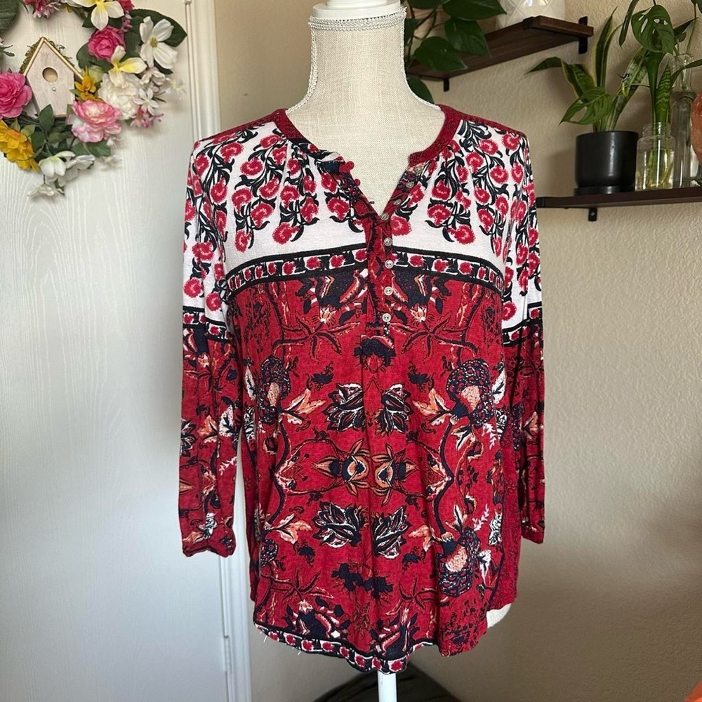 Lucky Brand Red Floral Blouse